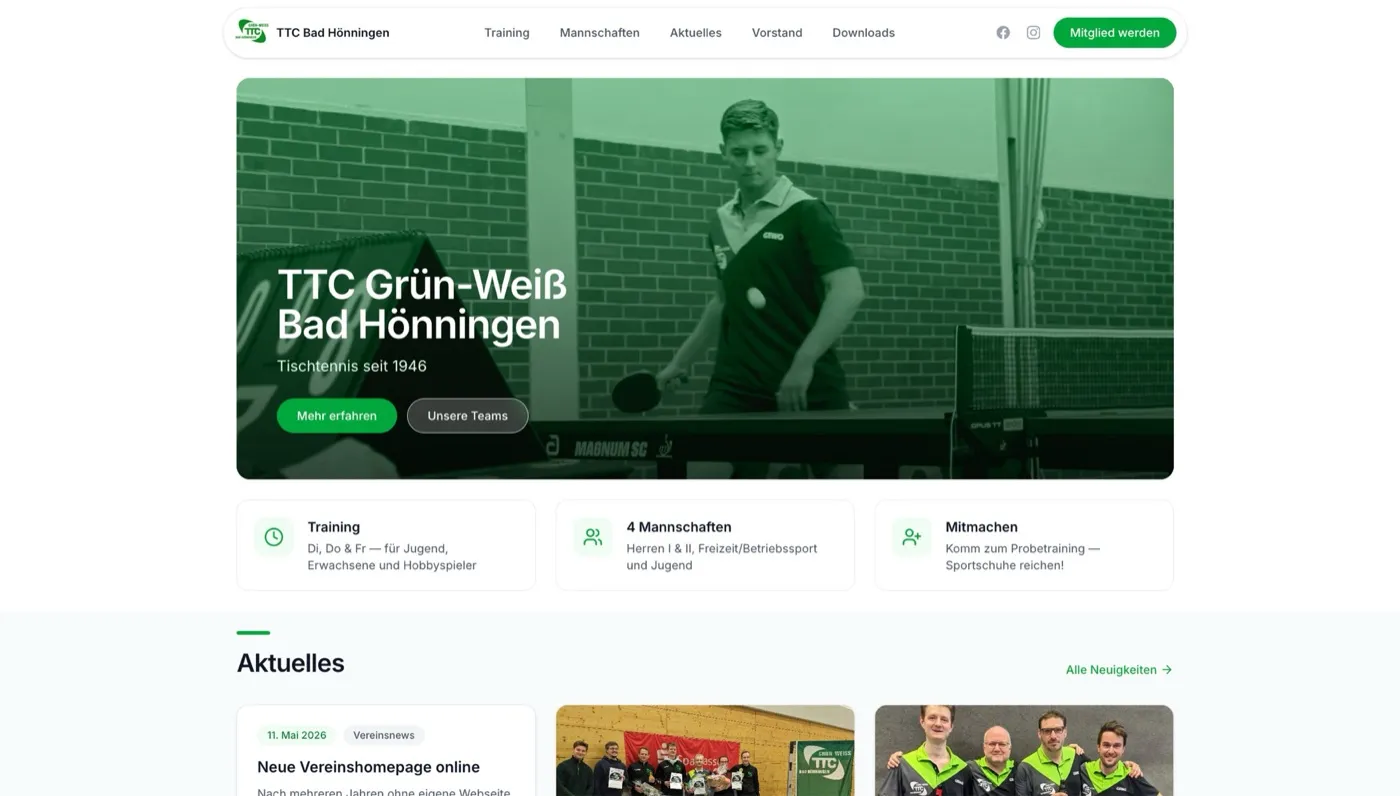 Neue Vereinshomepage online